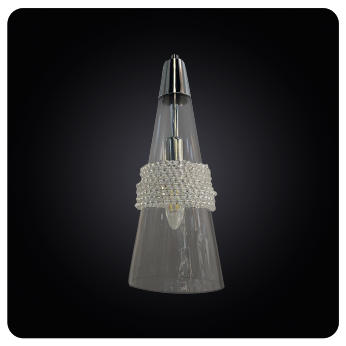 Luxurious Crystal Chrome Cone Pendant 38-DY7036-1P