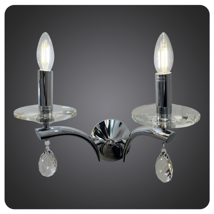 Elegant Reflective Crystal Chrome Wall Sconce 40-MT1948/2W CH